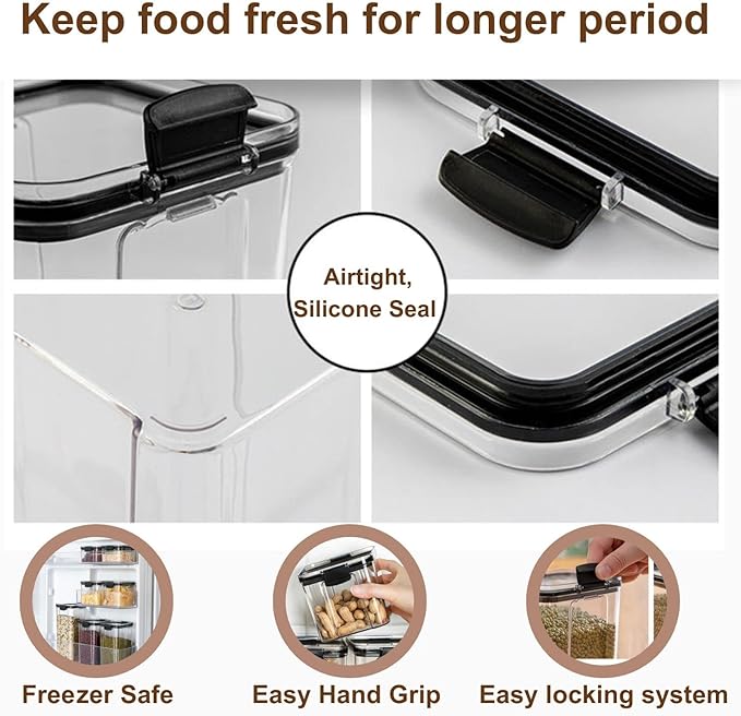 Airtight food storage containers, canisters for countertops, pantry organizers and storage, kitchen organizers and storage- 8Pc