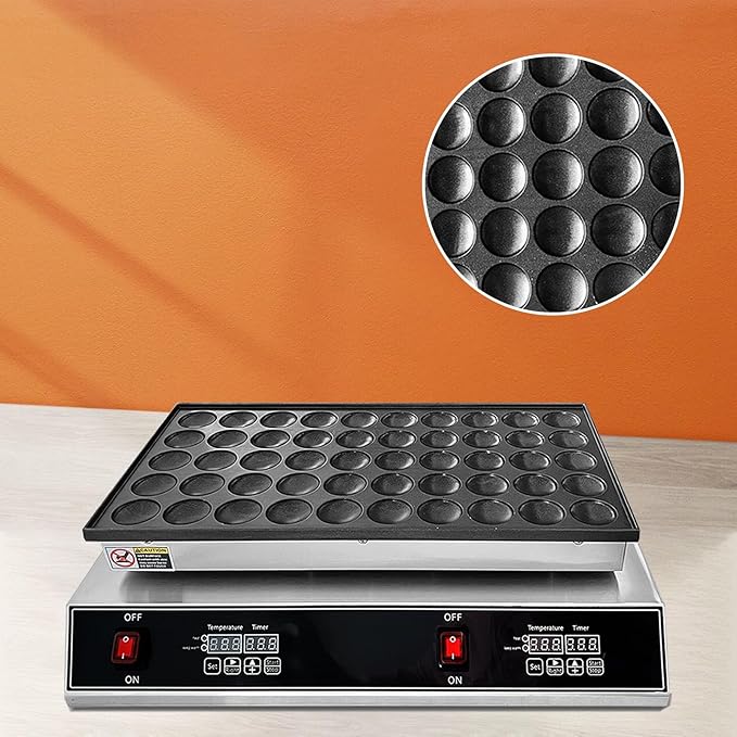 Mini Dutch Pancake Baker Commercial Electric Non-stick Waffle Maker Machine Muffin Maker for Home and Restaurants Makes 50PCS of 1.8 Inches Pancakes 1700W
