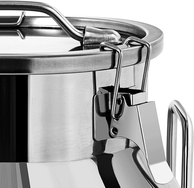 Milk Can Stainless Steel Containers with Lids Old Fashion Milk Jug Metal Bucket with Practical Handles, Sealed Bucket for Milk Water Wine Honey Oil Rice Tea Beans Grains (40L/10.57Gal)