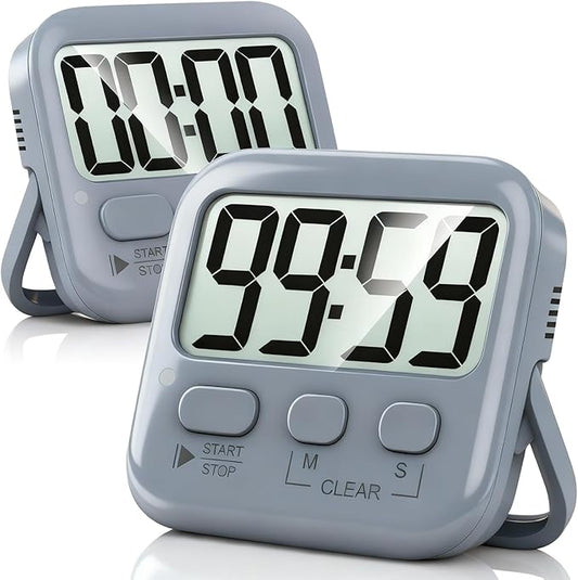 Antonki 2 Pack Digital Timer for Kids, Magnetic Countdown Kitchen Timers for Cooking, Egg, Classroom, Teacher, Exercise, Study, Oven - Battery Included
