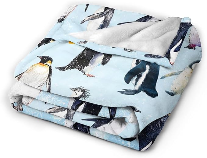 Penguin Blanket Gifts for Girls Boys Penguins Throw Blankets Cozy Plush Fleece Flannel Fuzzy for Women Men Decor 80"X60"