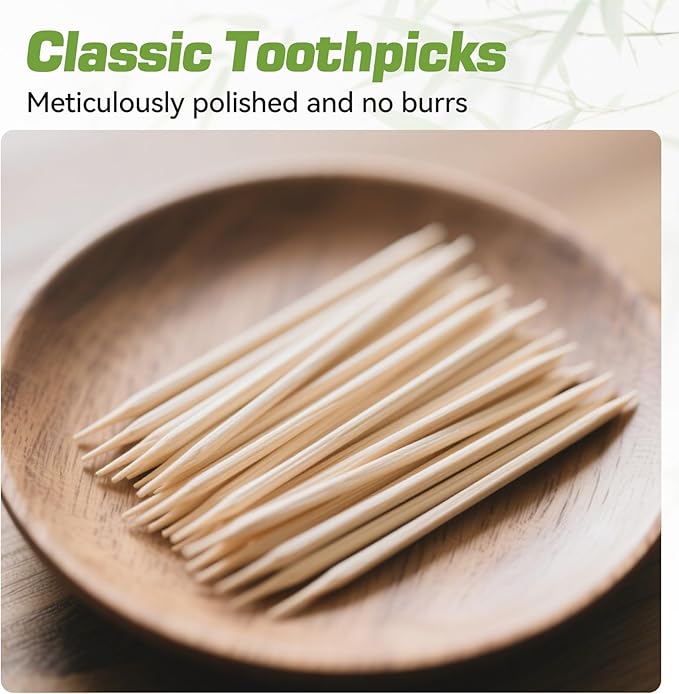 Toothpick Holders 2 Pack with 4800 Picks,Round Toothpicks Double-Side Point for Teeth,Food Pick,Appetizers,Cocktails Fruits,Olive&DIY Craft.
