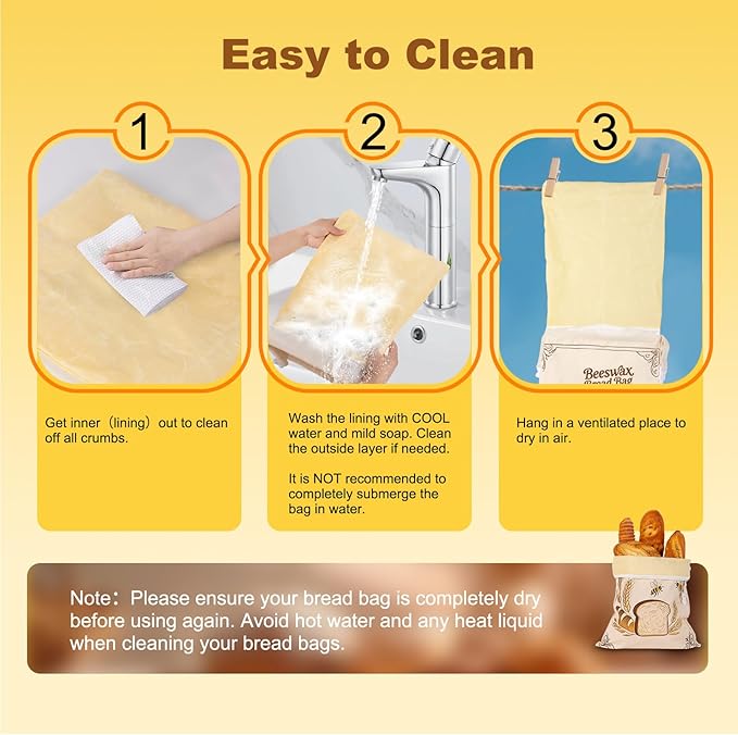 2 Pack Reusable Beeswax Bread Bags for Sourdough, 17inx13in Bread Bags for Homemade Bread, XL Natural Beewax Lined Bread Bag, Freezer Friendly Freshness Preservation for Food Storage