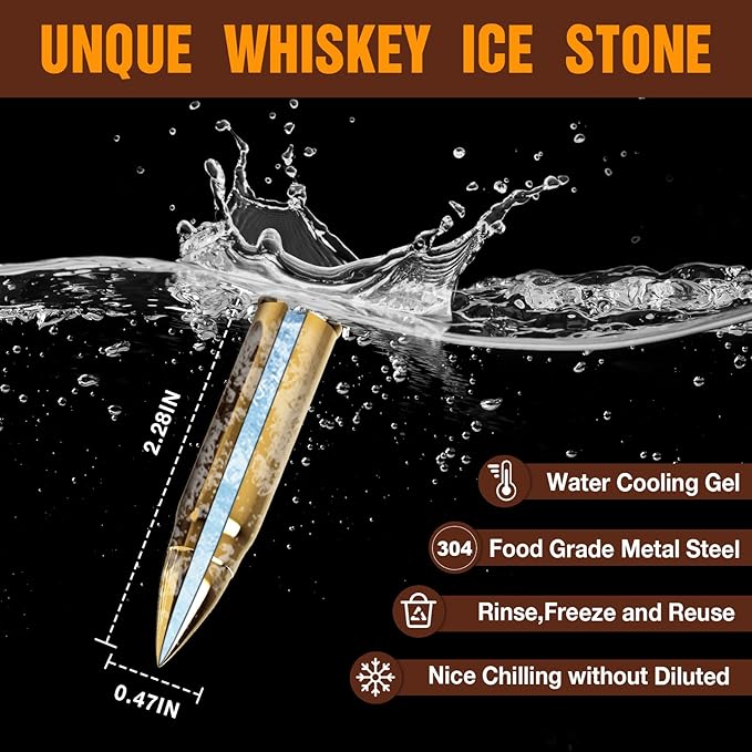 Gifts for Men Him Christmas, Whiskey Stone Gifts for Husband Anniversary, Unique Birthday Gift Ideas for Dad from Daughter Son Wife, Cool Stocking Stuffers, Bourbon Gadgets for Grandpa Uncle Father