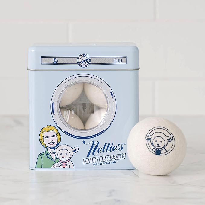 Nellie's Lamby Dryerballs, 4-Pack - Reusable Fabric Softener for 500+ Loads - 100% Pure New Zealand Wool, Silent in Your Dryer, Reduces Cloth Wrinkles, and Saves on Drying Time