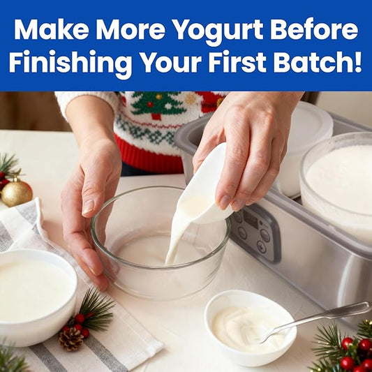 Ultimate Yogurt Containers 2 Pack - Make More Yogurt with 1-Quart Glass Containers (4 Cup) - Perfect for Food Storage & Meal Prep - 100% BPA free & Oven Safe Round Bowl Set with Lids