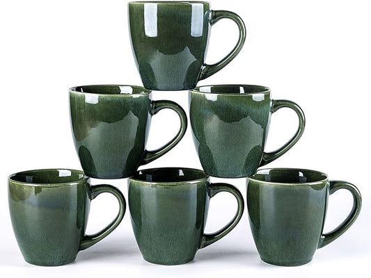 GBHOME Ceramic Coffee Mugs Set of 6, 12oz Stoneware Coffee Mugs Set For Dad Mom Women MEN, Light Weight Coffee Cups for Latte/Tea/Beer/Hot Cocoa, Dishwasher & Microwave Safe