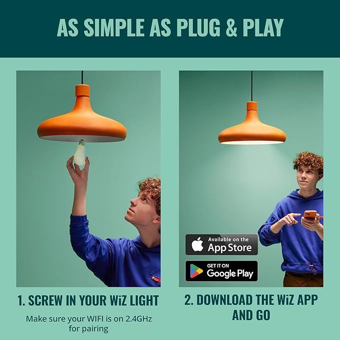 WiZ Connected Color ST19 Filament LED Smart Bulb - Pack of 6-300 Lumen - E26 - Indoor - Wi-Fi Enabled - Voice/App Control - Motion Activation - Matter Compatible