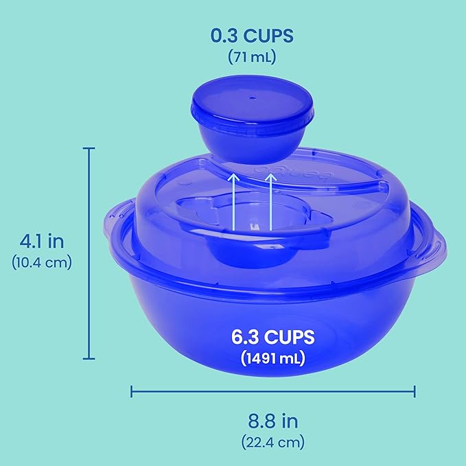 Bentgo Easyboxes Salad-to-Go Containers - 8-Piece Set: 4 Bowls, Leak-Proof Dressing Cups Built-In & 4 Fitted Lids Seal in Freshness; Reusable/BPA-Free for Salad, Pasta, & Cereal (Jewel Brights)