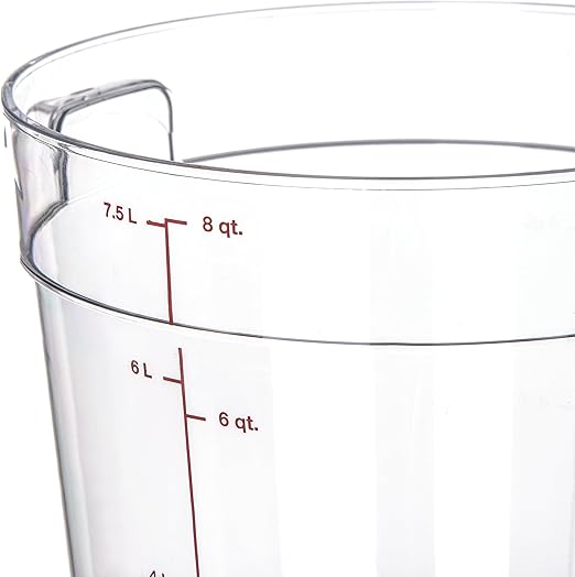 Carlisle FoodService Products Storplus Round Food Storage Container with Stackable Design for Catering, Buffets, Restaurants, Polycarbonate (Pc), 8 Quart, Clear