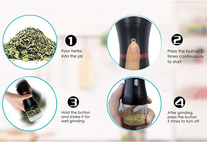 Upgraded Mini Electric Grinder Spice Smart Herb 1100 mAh with 50ml Jar,Easy to Carry (big)