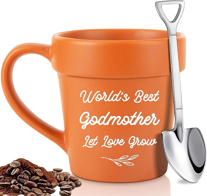Godmother Gift from Godchild, Christmas Birthday Funny Gifts for Godmothers Godmom Gardening Plant Lover, Godmother Mug