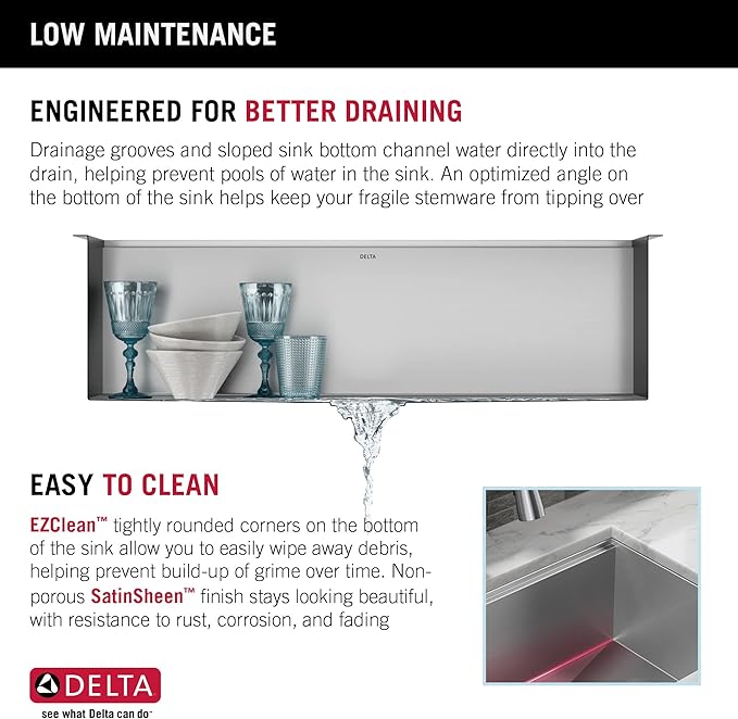 DELTA FAUCET Rivet 36-inch Workstation Farmhouse Apron Front Kitchen Sink Undermount 16 Gauge Stainless Steel Single Bowl with WorkFlow Ledge and Kit of 5 Accessories, 95C9031-36S-SS