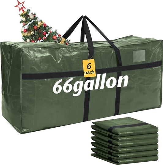6 Pcs 66 Gallon Large Moving Bags with Zipper and Handles Foldable Storage Duffle Bags Heavy Duty Extra Large Totes for College Dorm Travel Clothes Blankets Bedding Moving (Army Green)