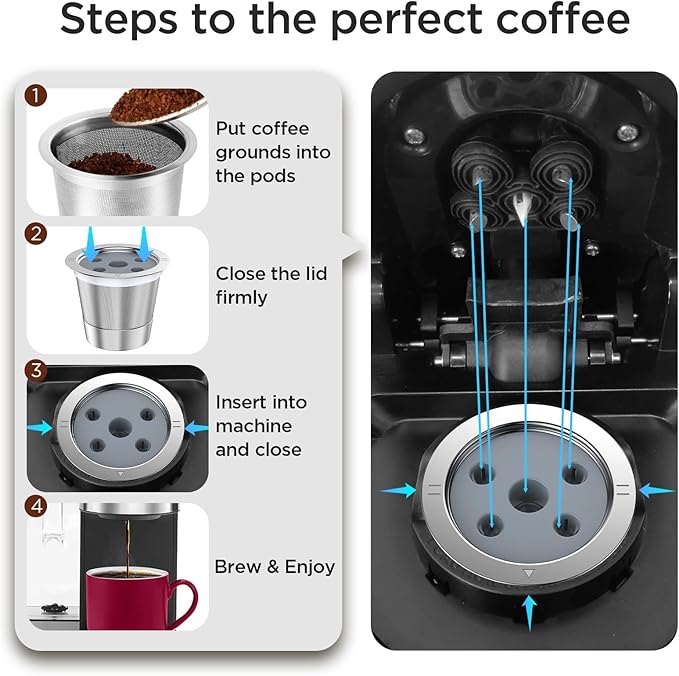 Reusable K Cups for Ke K Supreme Refillable K cups for Ke K Supreme Plus Coffee Maker (new 1 pack)