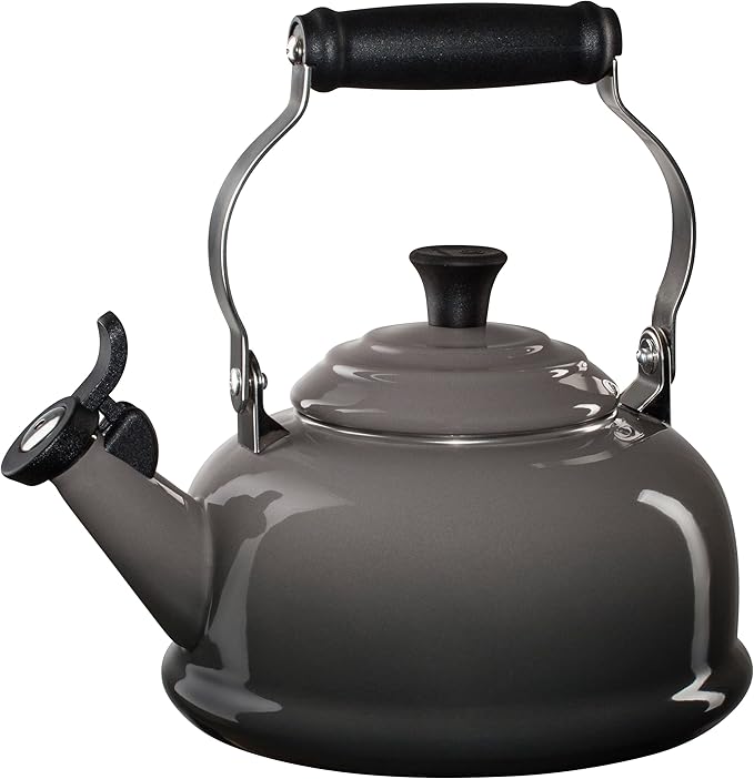 Le Creuset Enamel On Steel Whistling Tea Kettle, 1.7 qt., Oyster