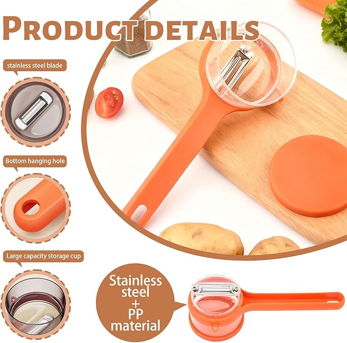 Peeler with Container - New with Box Storage Kitchen Special Fruitpeeler，Vegetable Peeler with Storage Box, Double-Sided Stainless Steel Multi-function Peeler for Home Kitchen (2 PCS Mix)