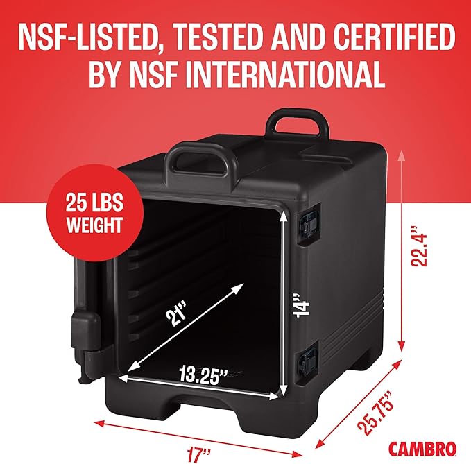 Cambro Insulated Food Pan Carrier - Hotbox and Food Warmer for Catering & Transport - Front Load UPC300 Series (Black)