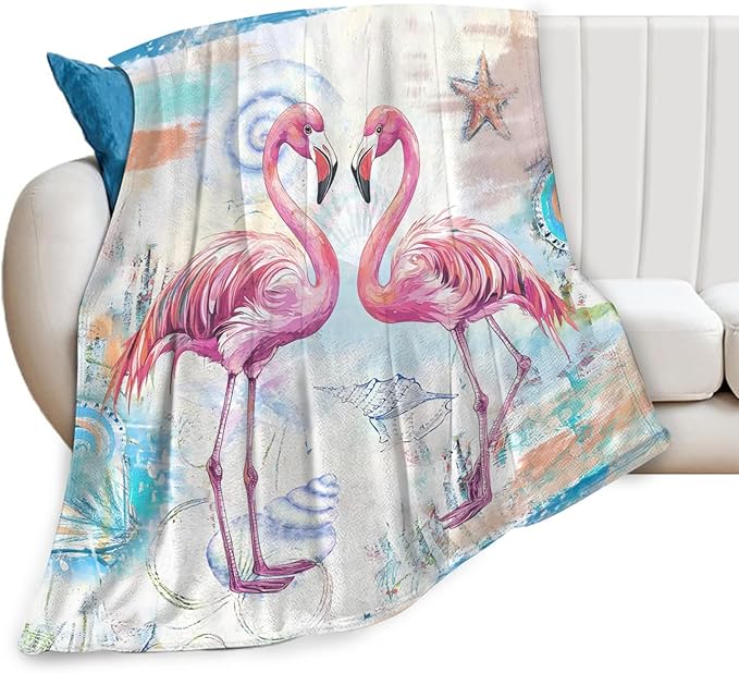 Flamingo Blanket Gifts for Girls Boys Beach Throw Cozy Plush Fleece Flannel Lightweight Fuzzy Party Blankets for Women Men 60"X50"