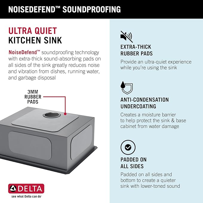 DELTA FAUCET Rivet 23-inch Workstation Kitchen Sink Undermount 16 Gauge Stainless Steel Single Bowl with WorkFlow Ledge and Kit of 5 Accessories, 95B9031-23S-SS