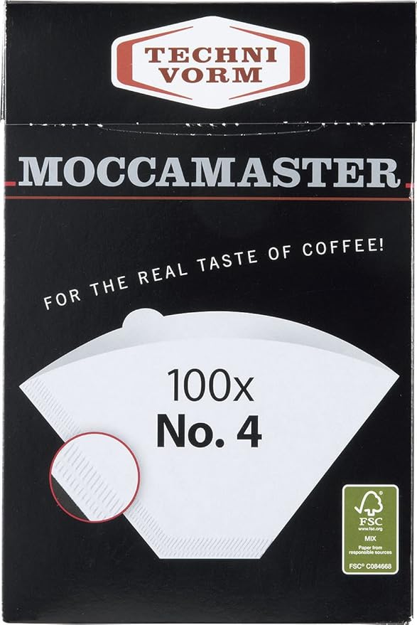 Moccamaster 53948 KBGV Select 10-Cup Coffee Maker, Matte Black, 40 ounce, 1.25l & #4 White Paper Filters, 100-count per box