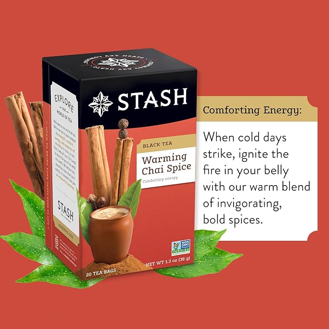 Stash Tea Chai Spice Black Tea, 6 Boxes with 20 Tea Bags Each (120 Tea Bags Total)
