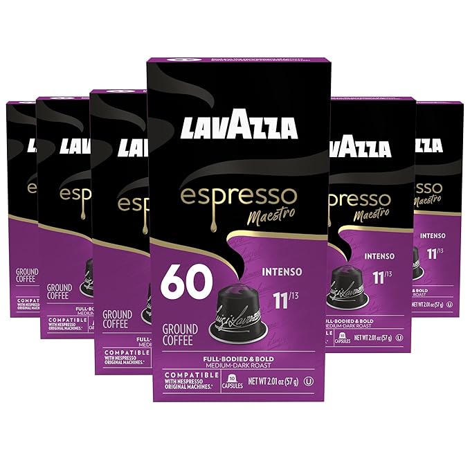 Lavazza Deciso Espresso Dark Roast Capsules Compatible with Nespresso Original Machines , 10 Count (Pack of 6)