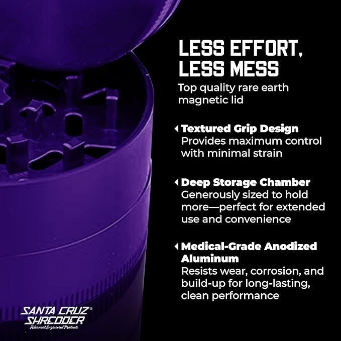 Santa Cruz Shredder Herb and Spice Grinder Made in USA (Large (2.7 Inch), Purple)