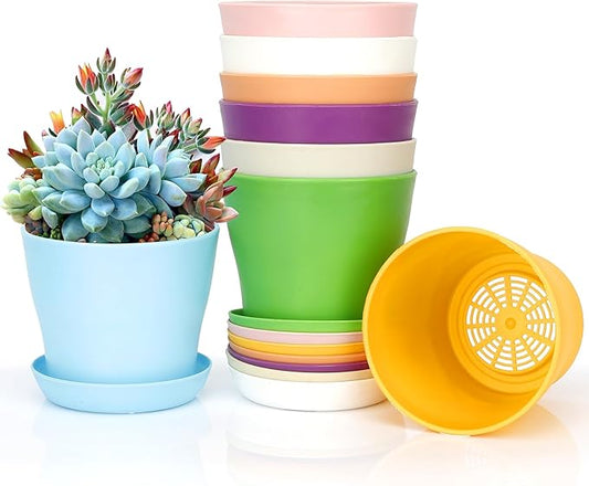 8 Pcs Plant Pots,3.8" Flower Pots,Gardening Gifts,Plastic Pot for Plants,Nursery Succulent Pot Planters for Indoor Plants,Small Flower Pots,Cute Plant Pots