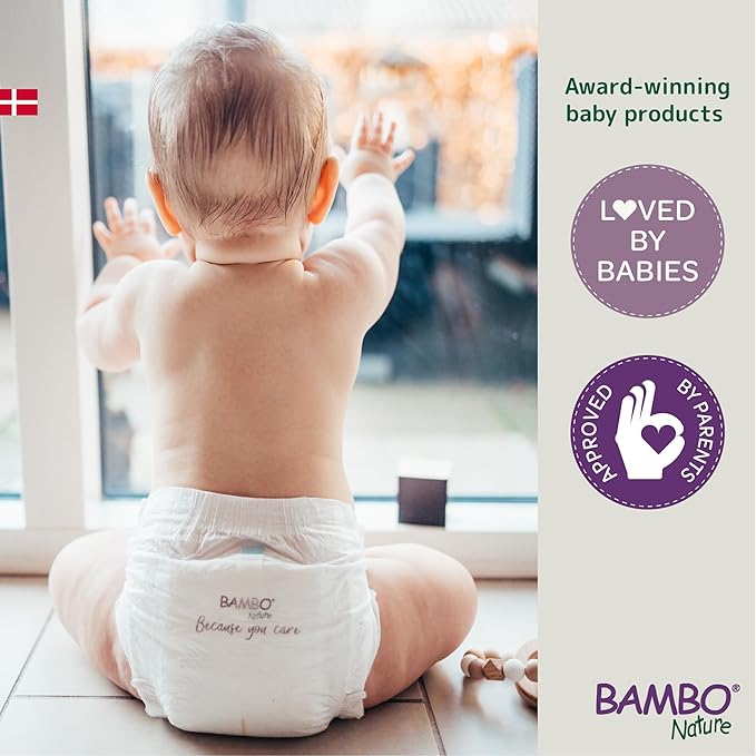Bambo Nature Hypoallergenic Baby Diapers, Eco-Labeled Diapers, Enhanced Leakage Protection, Totally Chlorine-Free, Skin Friendly, and Super Absorbent - Size 2 (180 Count)
