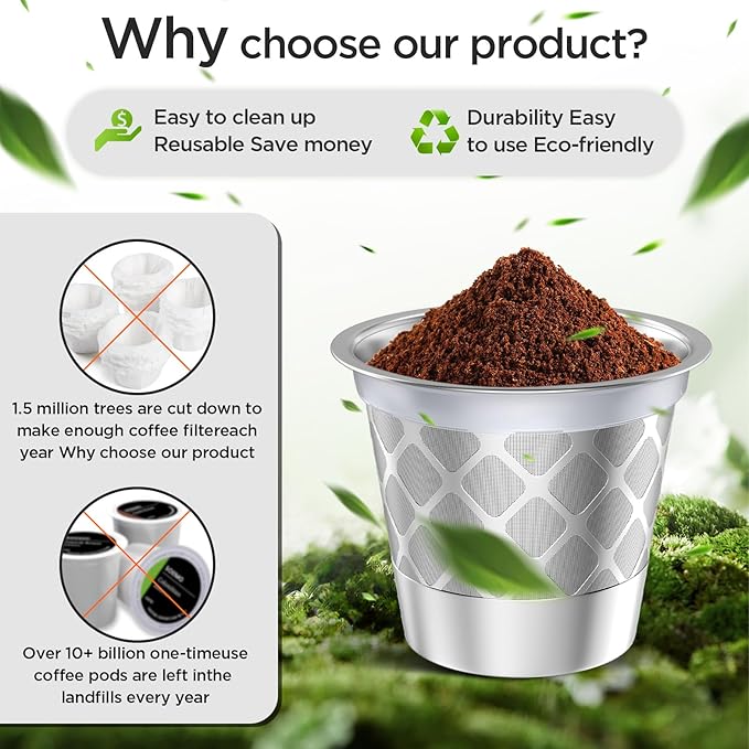Reusable K Cups for Keurig K Supreme | Refillable K cups for Keurig K Supreme (Plus) Coffee Maker (4 PACK)