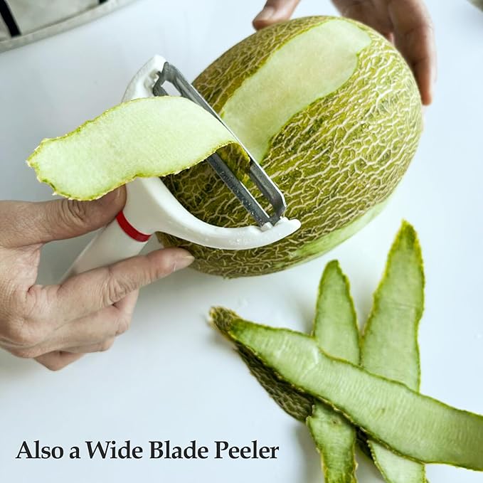 2PCS Cabbage Shredder Slicer Peeler for Coleslaw, Cabbage Cutter Grater Shredder for Sauerkraut, Large Y Peeler Wide Blade Vegetable Peeler, White with Red