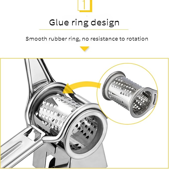 Manual Rotary Cheese Grater, 304 Stainless Steel Rotary Cheese Grater, Hand-Crank Cheese Shredder for Parmesan, Cheddar, Chocolate, Nuts & Vegetables, Manual Cheese Grinder