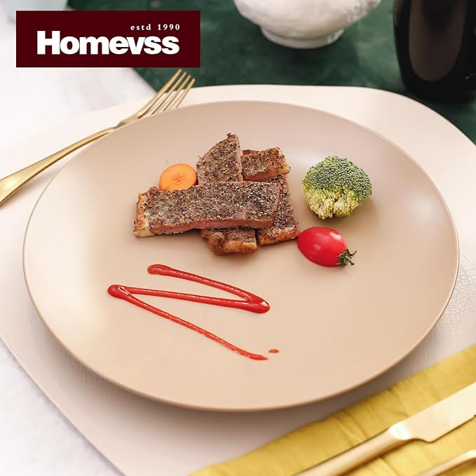 Stoneware Two-Tone Colors Life 12pc Dinner Set， Outside Shiny Black + Inside Matte Glaze Warm Beige