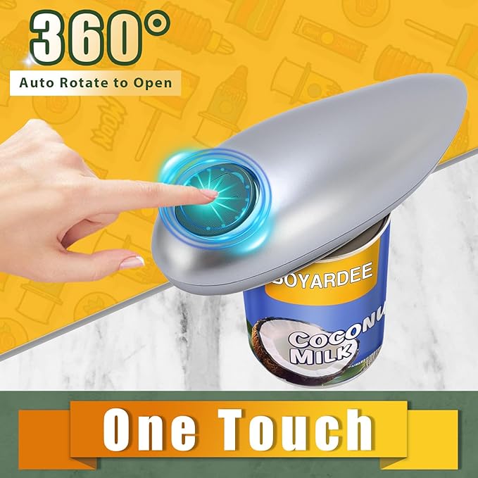 TARSHYRY Automatic Electric Can Opener, Stainless Steel Hand Held Battery Operated Can Opener for Seniors, Kitchen Gadgets