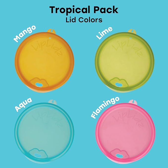 LipLidz Brewtail/Tumbler Glasses, 4 Pack, 20.7 oz Dual-Stemmed BPA-Free Plastic Drinkware with Drink-Through Attachable Lid, Shatterproof, Made in USA