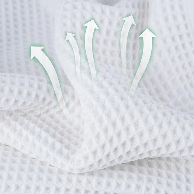 Microfiber Waffle Face Towels, 4 Pieces, Soft, Absorbent, Fast Drying, Lint Free (White)