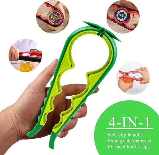 4 Pieces Jar Opener Multi Function Bottle Opener Kit Can Opener with Non Slip Gripper Pad