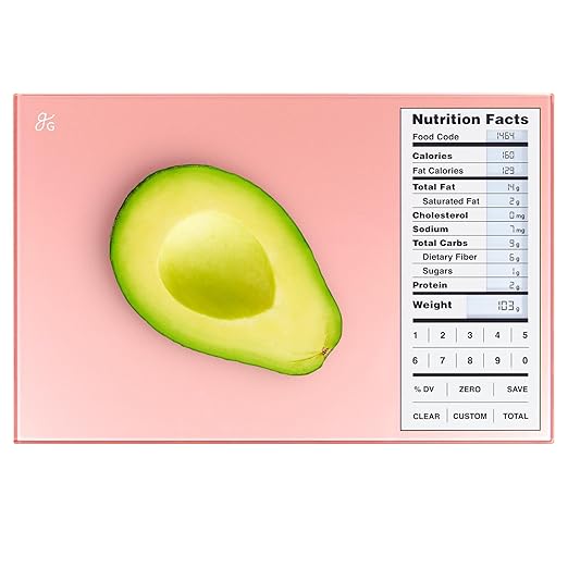 Greater Goods Digital Nutrition Scale – Accurate Macro and Calorie Tracking for Meal Prep, Weight Loss, and Healthy Eating | 2,000 Built-in Foods, Intuitive Nutrition Label Display, 11lb Cap, Pink