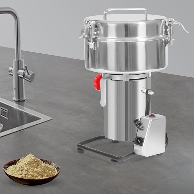Electric Grain Mill Grinder, 4500g 5000W High Speed Commercial Spice Grinders, Stainless Steel Pulverizer Powder Machine Grinding Machine for Dry Cereal Grain Peanut Bean Corn Cereal Seasoning Herb