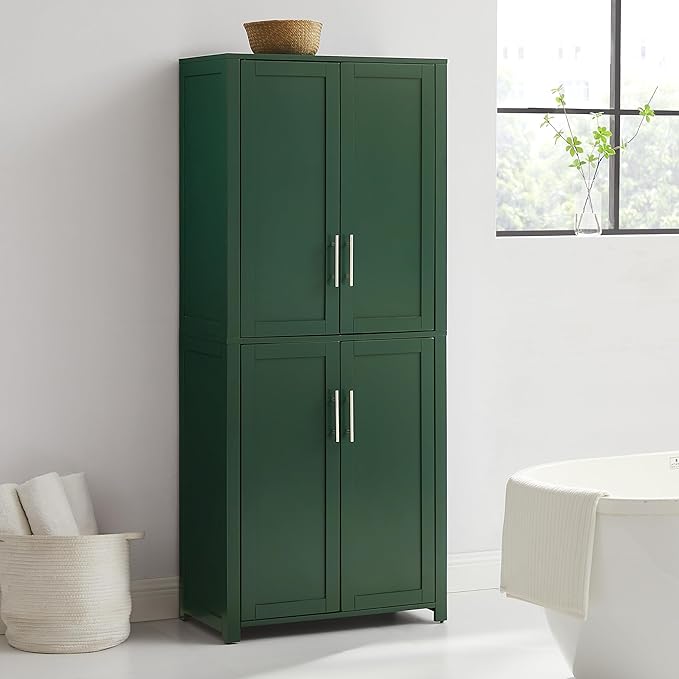 Crosley Furniture Savannah Tall Pantry Storage Cabinet with Shelves, Kitchen, Dining, or Laundry Room, Hunter Green