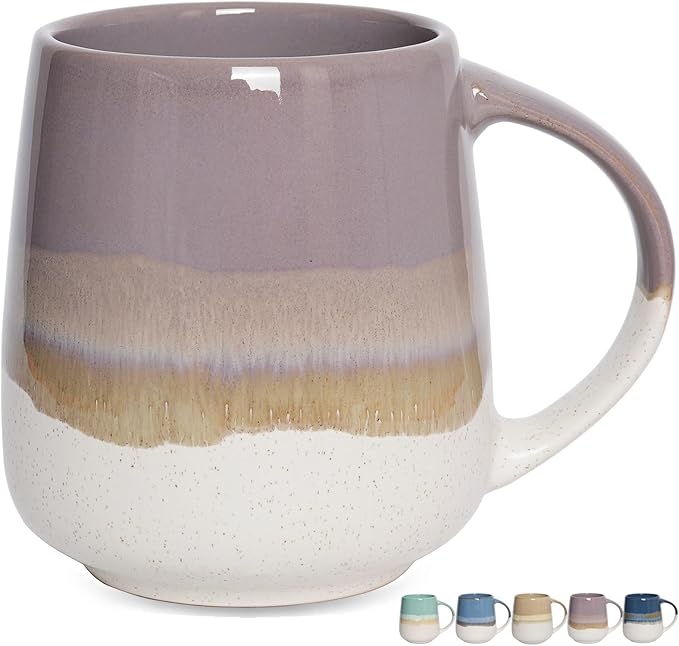 Bosmarlin Extra Large Ceramic Coffee Mug, 23 Oz, Dishwasher and Microwave Safe, Oversized Big Tea Cup for Office and Home (Purple)