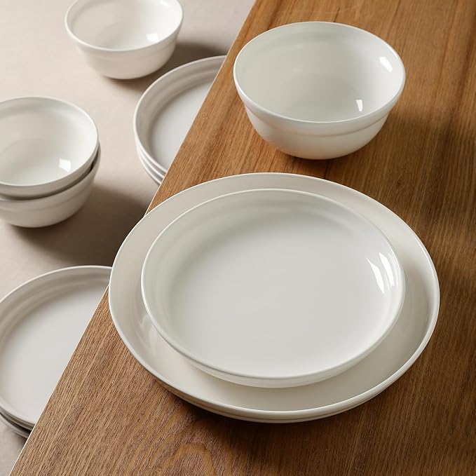 Stone Lain Virtuo 24-Piece Dinnerware Set Porcelain, White