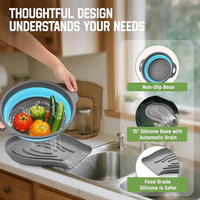 Collapsible Colanders (3 Pack Set) Food Strainers
