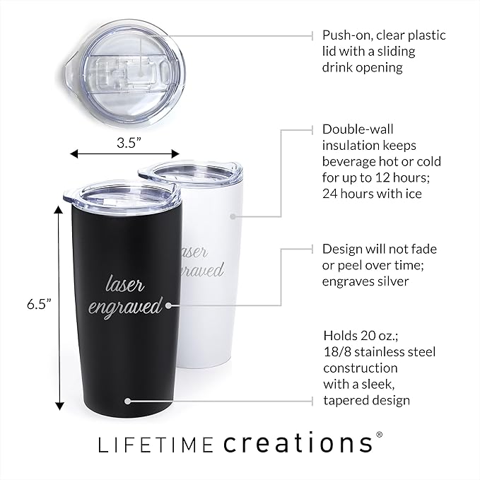 Lifetime Creations Engraved Personalized Groomsman Tumbler (White) 20 oz - Engraved Groomsman Stainless Steel Tumbler Coffee Travel Mug