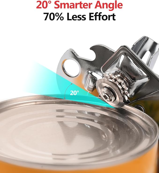 Ugotit Stainless Steel Manual Can Opener with Bottle Opener- Smooth Edge Handheld Heavy Duty Opener for Seniors & Camping, Multifunctional Kitchen Tool, Magnetic Lid Remover, Safe Cut