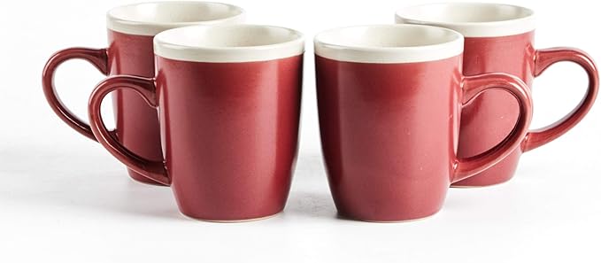 Rock Ridge Speckled Stoneware Dinnerware Set (16pc Set, Garnet and Ivory)