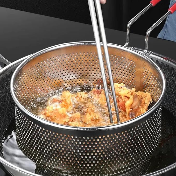 Tenta Kitchen 18/8(304) Stainless Steel Large Fine Mesh Strainer Micro-Perforated Flat Buttom Colander Stainless Steel Punched - Designed for Chef Commercial and Your Home 7.1 Inch/18 cm Diameter