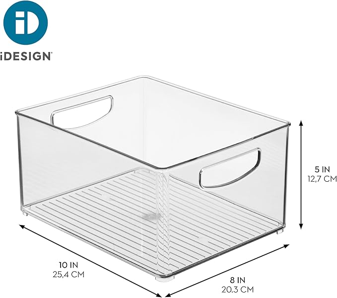 InterDesign iDesign Stackable Storage Bin - Organize Pantry, Fridge, or Freezer, Set of 4, Clear, Made in USA