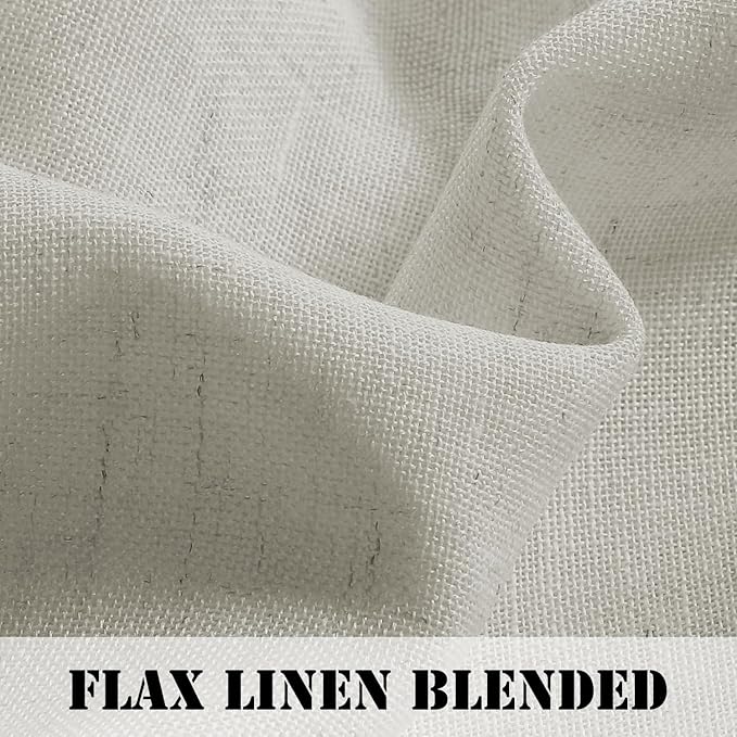 H.VERSAILTEX Linen Curtains Elegant Natural Linen Semi Sheer Curtains Energy Light Filtering Rod Pocket Window Treatments Panels for Living Room (Set of 2, Pale Oak, 52 inch W X 72 inch L)